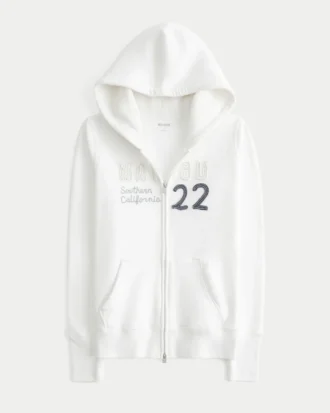Huvtröja med vaffelfoder och dragkedja Malibu Graphic Hoodie