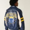 Jacka i konstläder med University of Michigan Wolverines-tryck