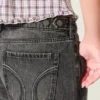 Justerbar midja Låg midja Tvättade svarta baggy jeans Justerbar midja Låg midja Tvättade svarta baggy jeans