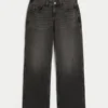 Justerbar midja Låg midja Tvättade svarta baggy jeans Justerbar midja Låg midja Tvättade svarta baggy jeans