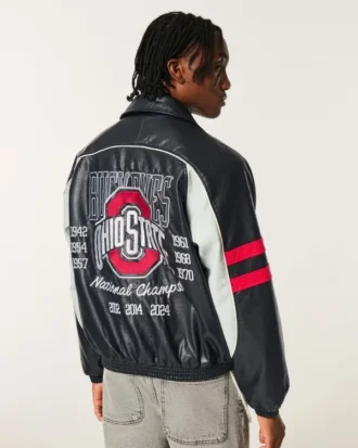 Konstläder The Ohio State University Buckeyes grafisk jacka