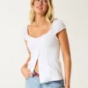 Kortärmad stretchpoplin-top Kortärmad stretchpoplin-top