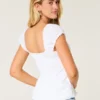 Kortärmad stretchpoplin-top Kortärmad stretchpoplin-top