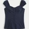 Kortärmad stretchpoplin-top
