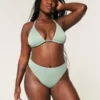 Kurvig högt skuren ribbad bikiniunderdel med hög midja