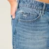 Låg midja Broderad rosett Denim Mini Skort Låg midja Broderad rosett Denim Mini Skort