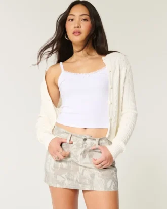 Låg midja, kamouflage, twill, minikjol