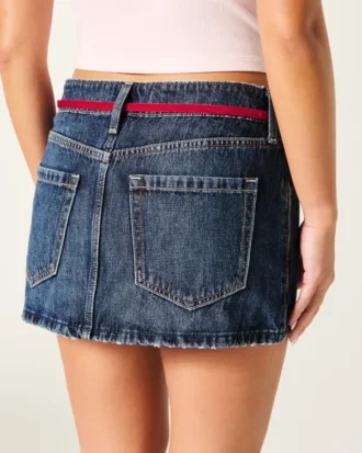 Låg midja, knytbar minikjol i denim