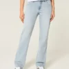 Låg midja, ljus tvätt, avslappnad rak jeans