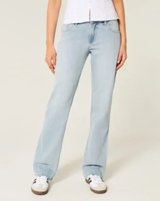 Låg midja, ljus tvätt, avslappnad rak jeans