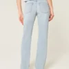 Låg midja, ljus tvätt, avslappnad rak jeans