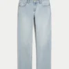 Låg midja, ljus tvätt, avslappnad rak jeans