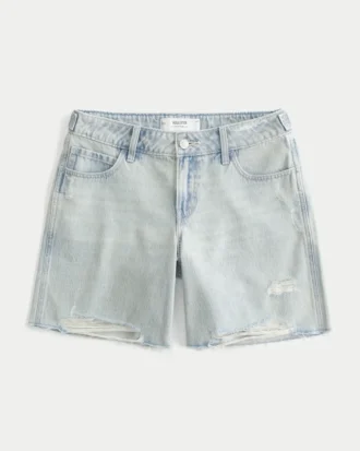 Låg midja Ljus tvätt Justerbar midja Baggy Jort