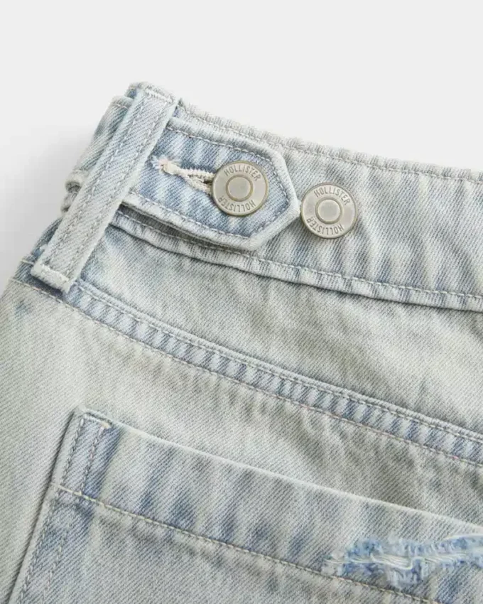 Låg midja Ljus tvätt Justerbar midja Baggy Jort Låg midja Ljus tvätt Justerbar midja Baggy Jort