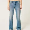 Låg midja, medium tvätt, avslappnad rak jeans
