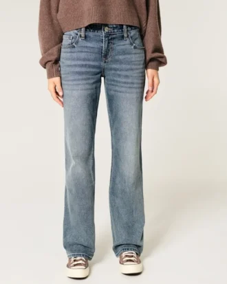 Låg midja, medium tvätt, avslappnad rak jeans