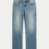 Låg midja, medium tvätt, avslappnad rak jeans