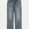 Låg midja, medium tvätt, avslappnad rak jeans