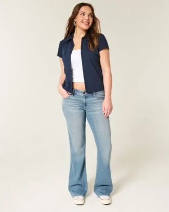Låg midja, medium tvätt, bootcut-jeans