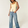 Låg midja, medium tvätt Los Angeles grafiska baggy jeans Låg midja, medium tvätt Los Angeles grafiska baggy jeans