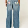 Låg midja, medium tvätt Los Angeles grafiska baggy jeans Låg midja, medium tvätt Los Angeles grafiska baggy jeans