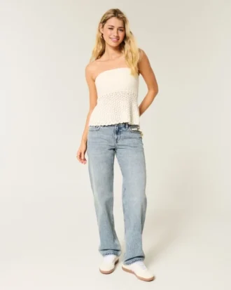 Låg midja, medium tvätt, lösa jeans
