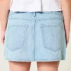 Låg midja miniskort i denim med järnvägsränder Låg midja miniskort i denim med järnvägsränder