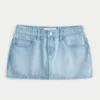 Låg midja miniskort i denim med järnvägsränder Låg midja miniskort i denim med järnvägsränder