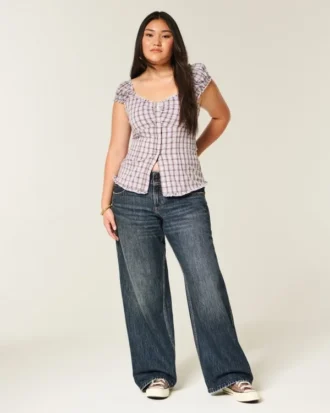 Låg midja Y2K mörk tvätt baggy jeans