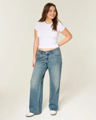 Lågmidja baggy jeans i medium tvätt