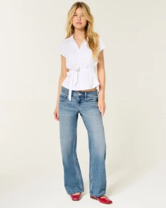 Lågmidja baggy jeans i medium tvätt