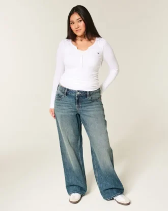 Lågmidja baggy jeans i medium tvätt