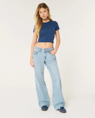 Lågmidja baggy jeans i medium tvätt