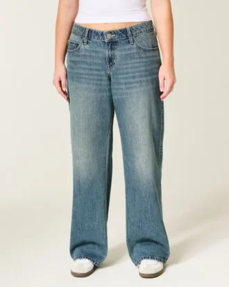 Lågmidja baggy jeans i medium tvätt