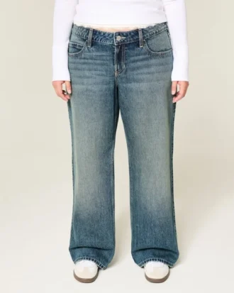Lågmidja baggy jeans i medium tvätt