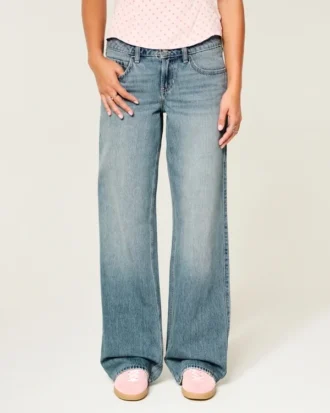 Lågmidja baggy jeans i medium tvätt