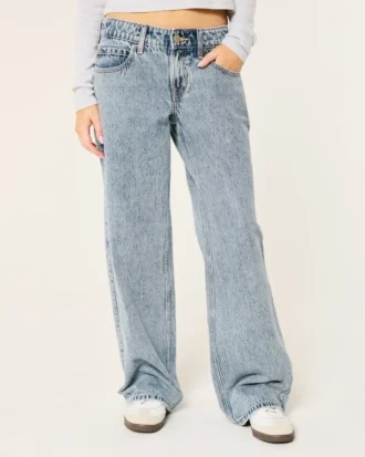 Lågmidja baggy jeans i medium tvätt