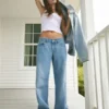 Lågmidja baggy jeans i medium tvätt Lågmidja baggy jeans i medium tvätt