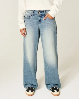 Lågmidja Y2K Medium Wash Baggy Jeans