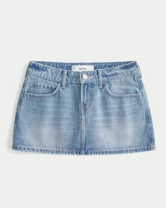 Lågmidjad miniskort i denim
