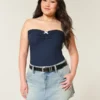 Lågmidjad miniskort i denim