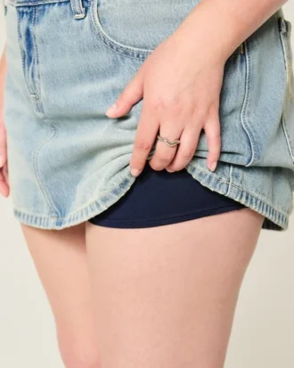 Lågmidjad miniskort i denim Lågmidjad miniskort i denim