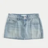 Lågmidjad miniskort i denim