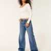 Lågmidjade baggy jeans i mörk tvätt
