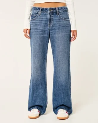 Lågmidjade baggy jeans i mörk tvätt