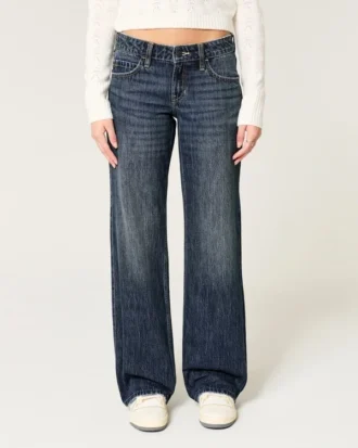 Lågmidjade baggy jeans i mörk tvätt
