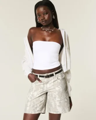 Lågmidjade baggy shorts i kamouflage