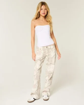 Lågmidjade baggyjeans i kamouflage