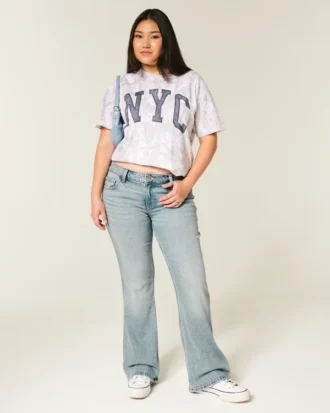 Lågmidjade bootcut-jeans i ljus tvätt