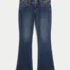 Lågmidjade bootcut-jeans i mörk tvätt